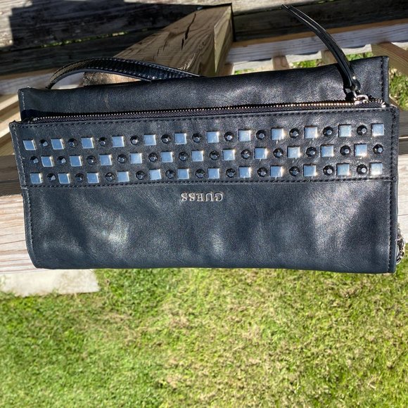 Guess envelope clutch w/ silver & black studs, - Picture 5 of 10